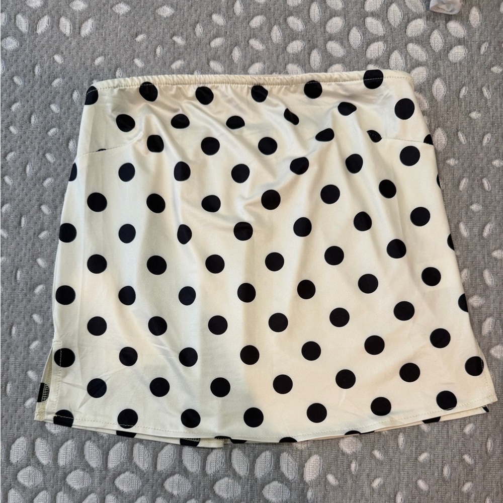 Polka Dot A-Line Skirt - Black on Cream
